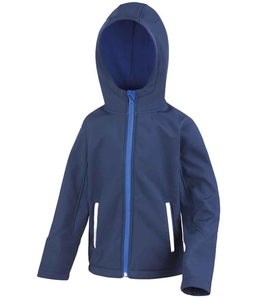 Result Core Kids TX Performance Hooded Soft Shell Jacket - Navy/Royal Blue