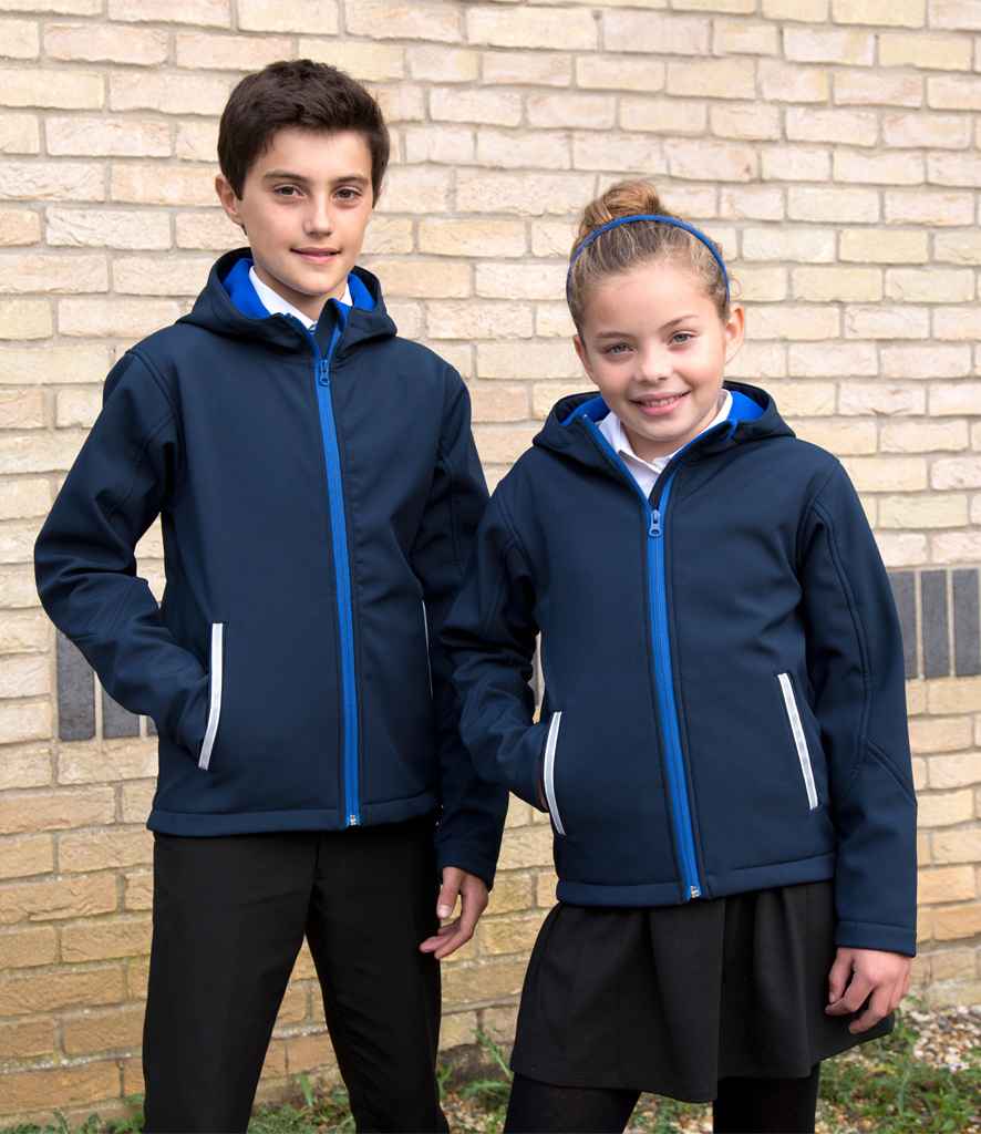 Result Core Kids TX Performance Hooded Soft Shell Jacket - Navy/Royal Blue