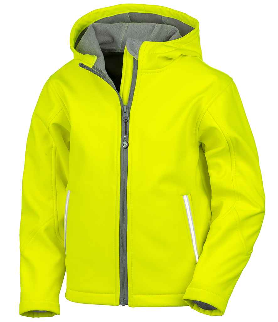 Result Core Kids TX Performance Hooded Soft Shell Jacket - Neon Yellow