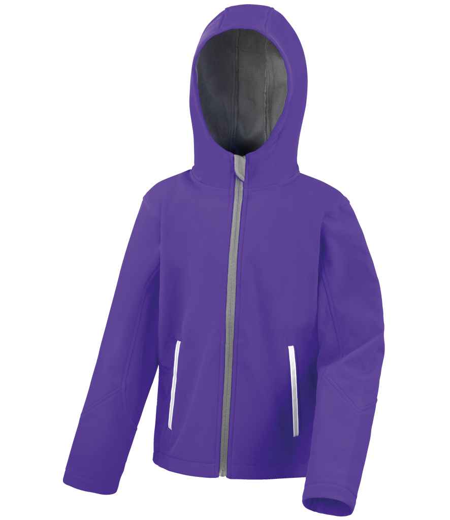 Result Core Kids TX Performance Hooded Soft Shell Jacket - Purple/Grey