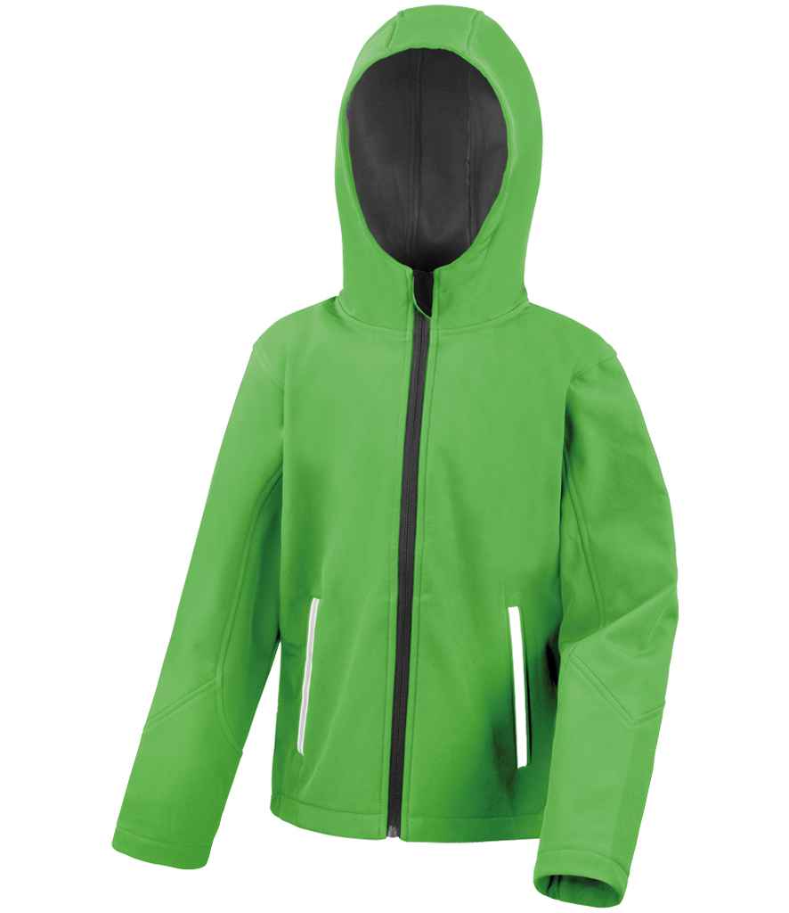 Result Core Kids TX Performance Hooded Soft Shell Jacket - Vivid Green/Black