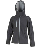 Result Recycled Ladies Hooded Soft Shell Jacket - Black/Grey