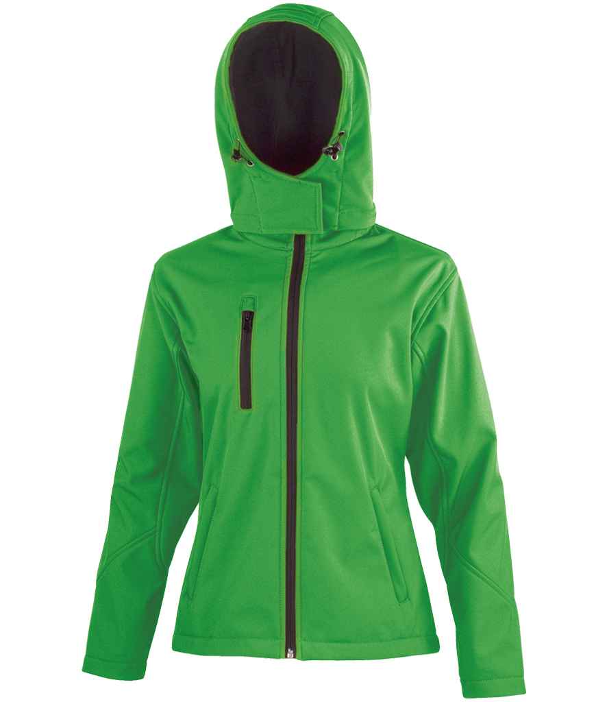 Result Recycled Ladies Hooded Soft Shell Jacket - Vivid Green/Black