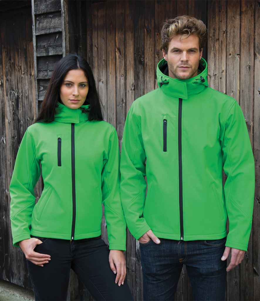 Result Recycled Ladies Hooded Soft Shell Jacket - Vivid Green/Black