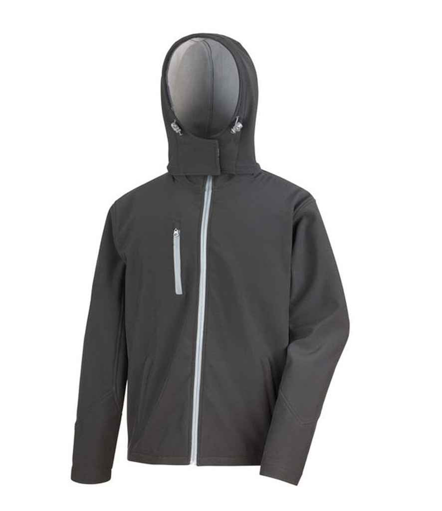 Result Recycled Hooded Three Layer Soft Shell Jacket - Black/Grey