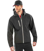 Result Recycled Hooded Three Layer Soft Shell Jacket - Black/Grey