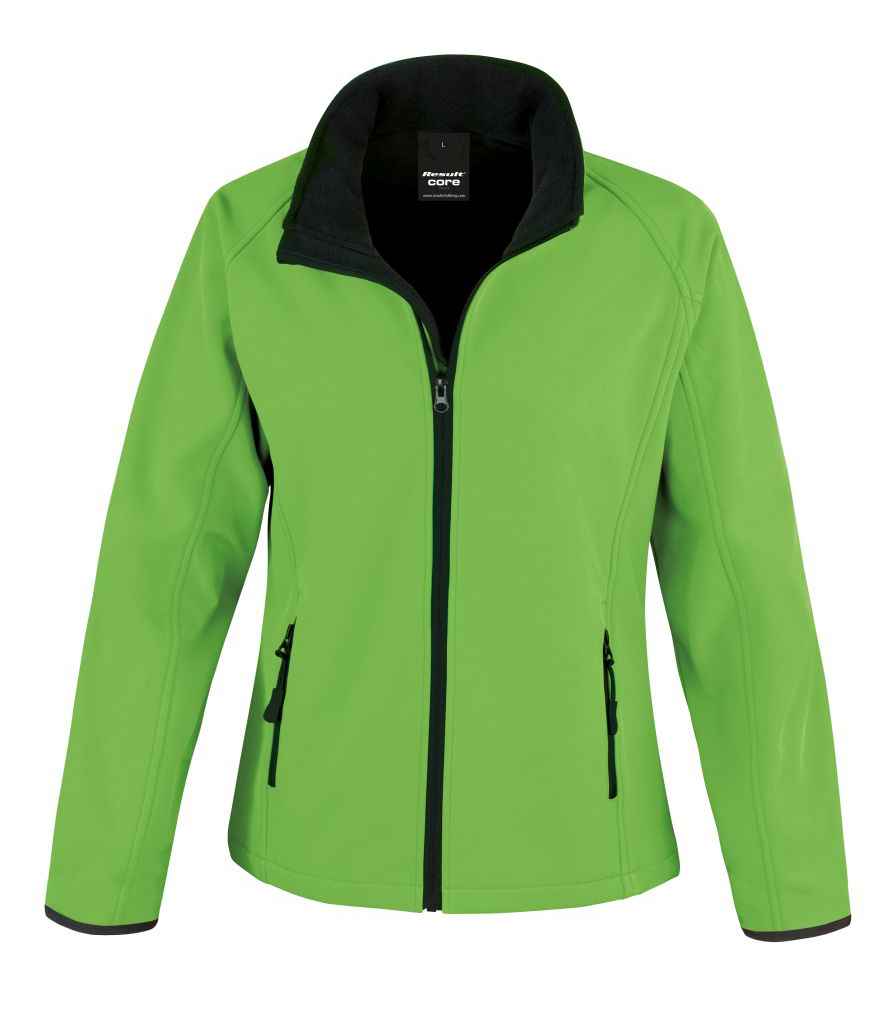 Result Recycled Ladies Printable Soft Shell Jacket - Vivid Green/Black