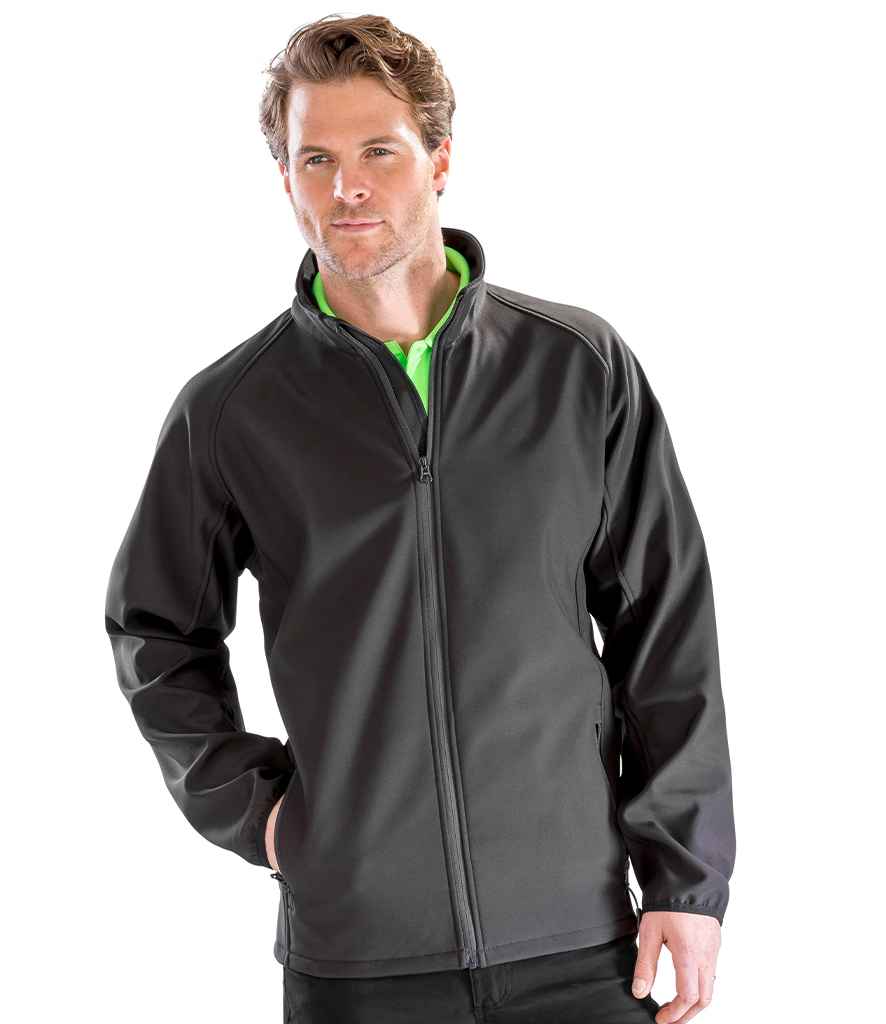 Result Recycled Printable Soft Shell Jacket - Black/Black