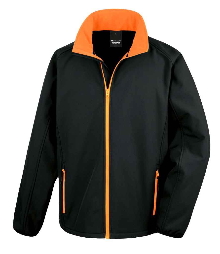 Result Recycled Printable Soft Shell Jacket - Black/Orange