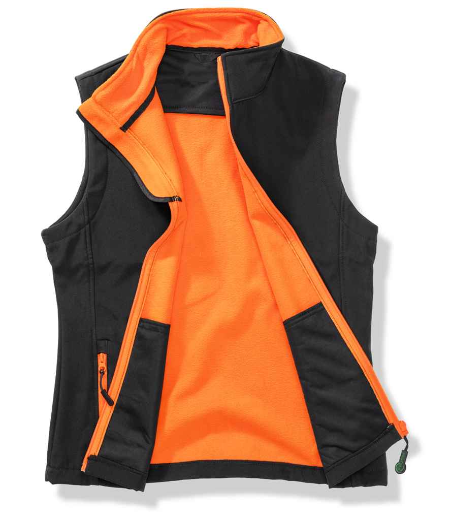 Result Recycled Ladies Printable Soft Shell Bodywarmer - Black/Orange