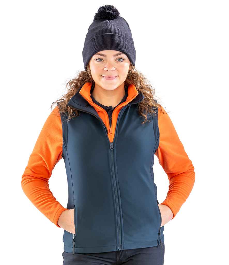 Result Recycled Ladies Printable Soft Shell Bodywarmer - Navy/Navy