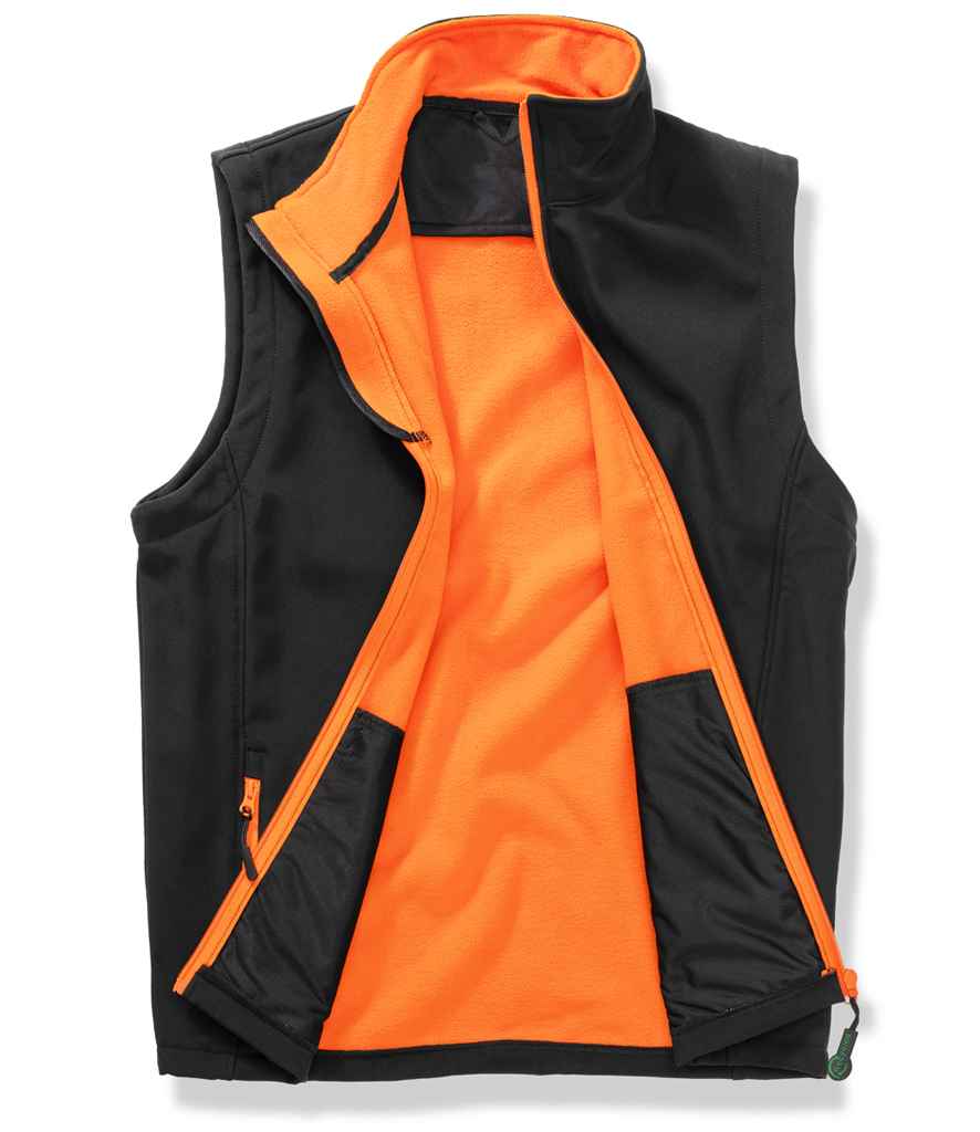 Result Recycled Printable Soft Shell Bodywarmer - Black/Orange