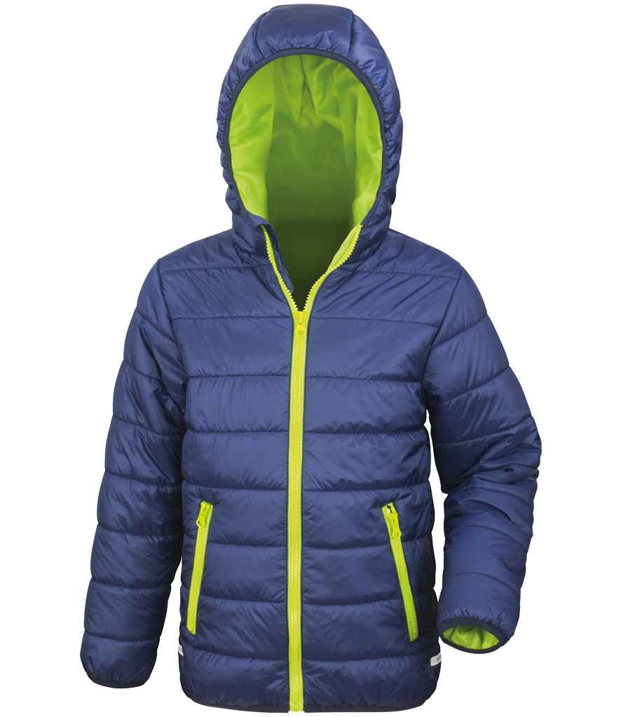 Result Core Kids Padded Jacket - Navy/Lime Green