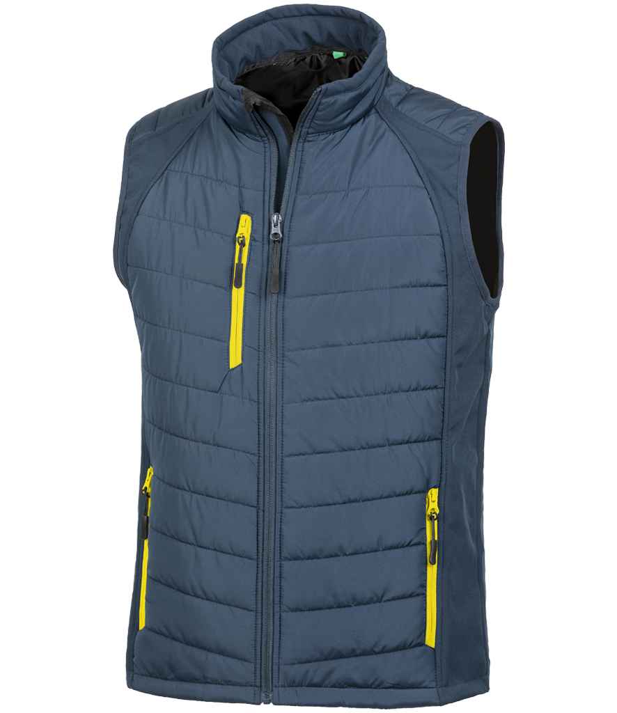 Result Recycled Compass Padded Gilet - Navy/Yellow