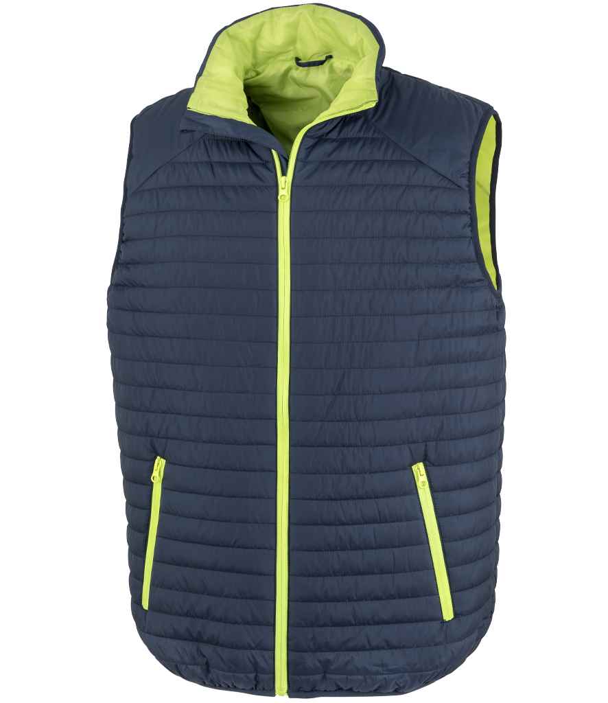 Result Recycled Thermoquilt Gilet - Navy/Lime Green