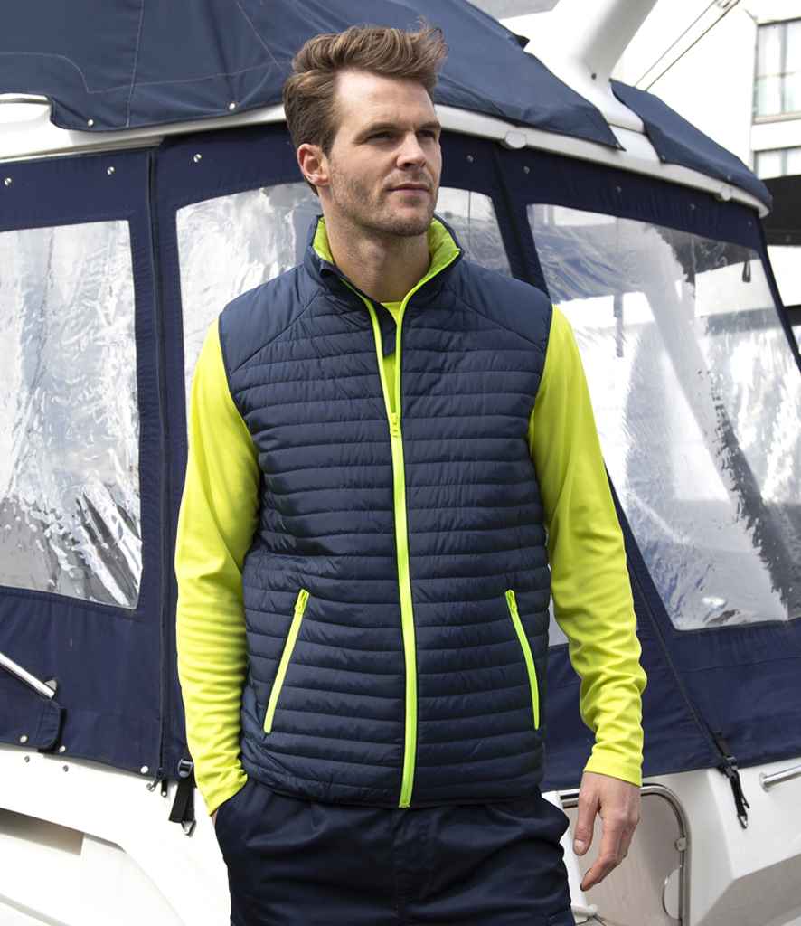 Result Recycled Thermoquilt Gilet - Navy/Lime Green