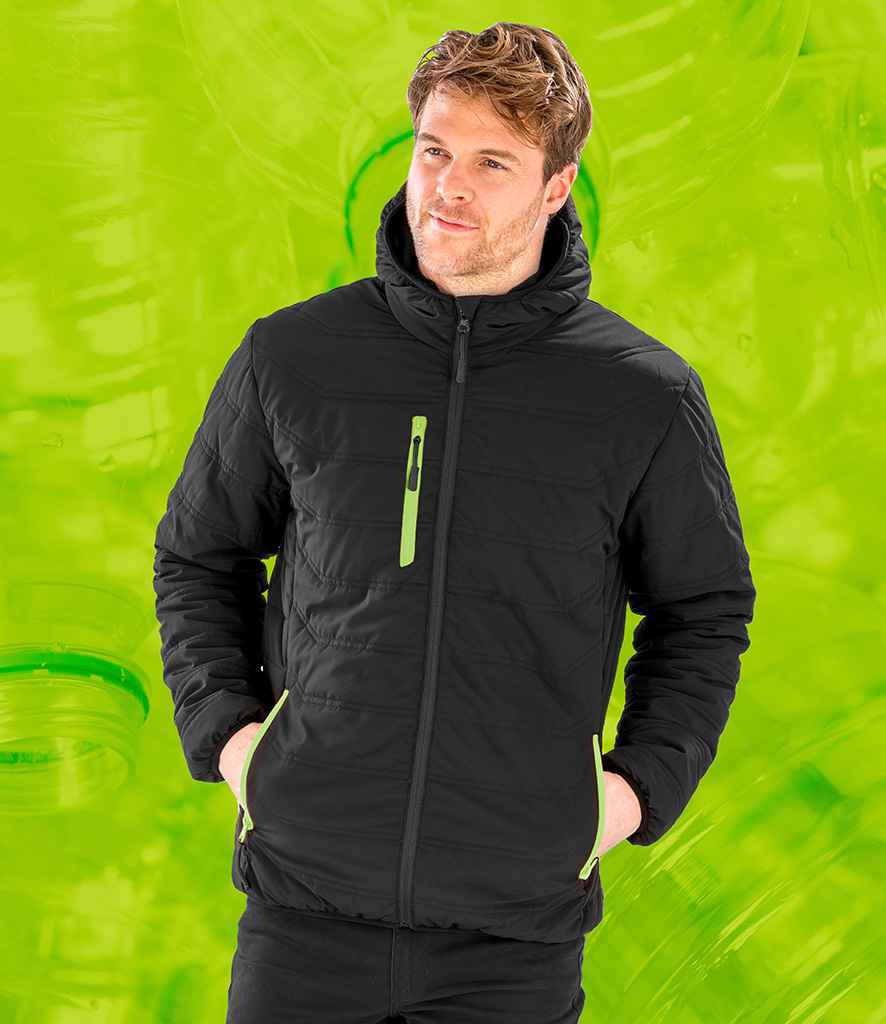 Result Recycled Compass Padded Winter Jacket - Black/Lime Green