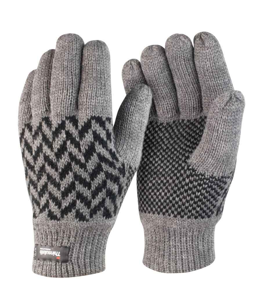 Result Pattern Thinsulate™ Gloves - Grey/Black