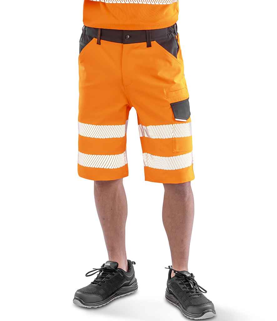 Result Recycled Dynamic Stretch Safety Shorts - Fluorescent Orange