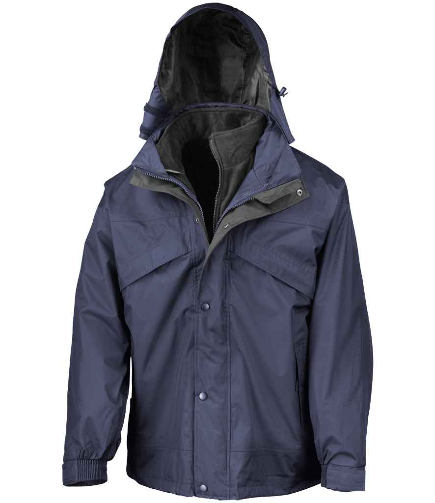 Result 3-in-1 Waterproof Zip and Clip Fleece Lined Jacket - Navy/Black