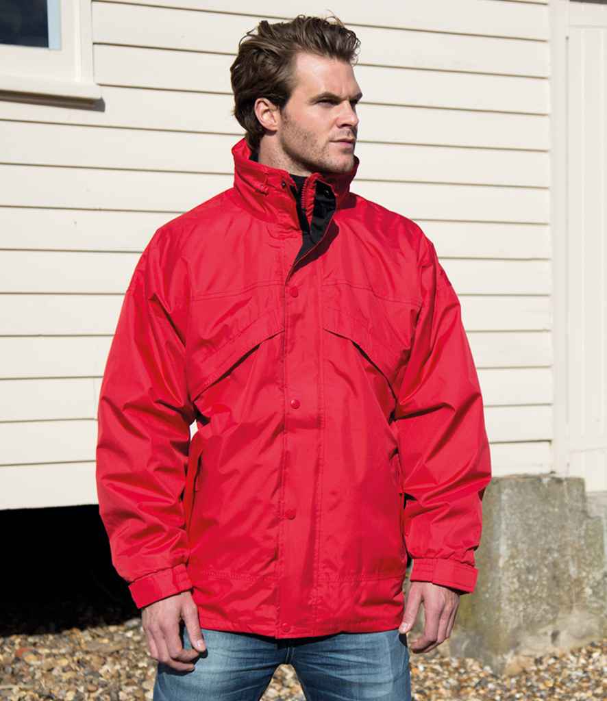 Result 3-in-1 Waterproof Zip and Clip Fleece Lined Jacket - Red/Black