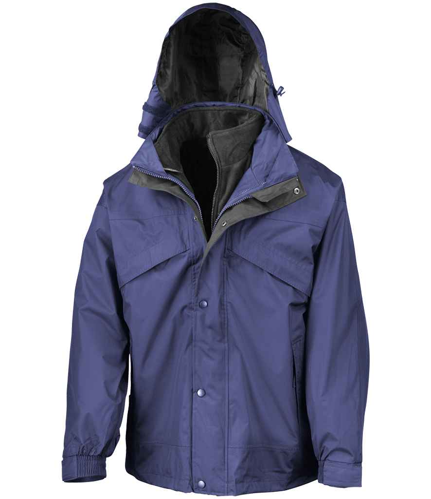 Result 3-in-1 Waterproof Zip and Clip Fleece Lined Jacket - Royal Blue/Black