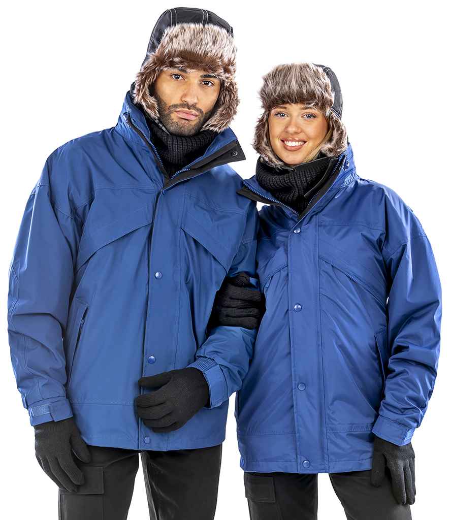 Result 3-in-1 Waterproof Zip and Clip Fleece Lined Jacket - Royal Blue/Black