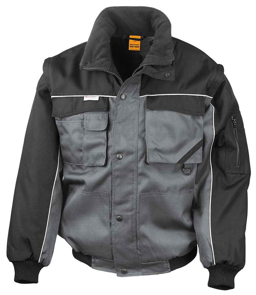 Result Work-Guard Zip Sleeve Heavy Duty Jacket - Grey/Black