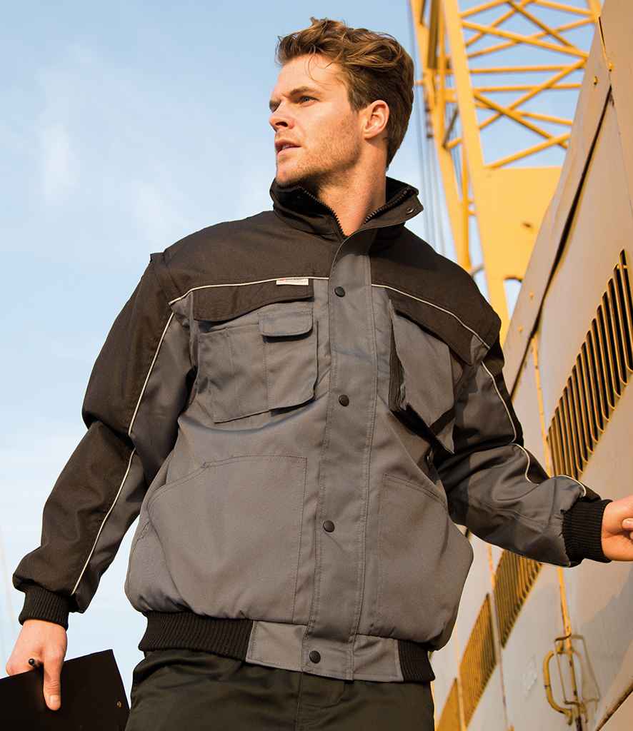 Result Work-Guard Zip Sleeve Heavy Duty Jacket - Grey/Black
