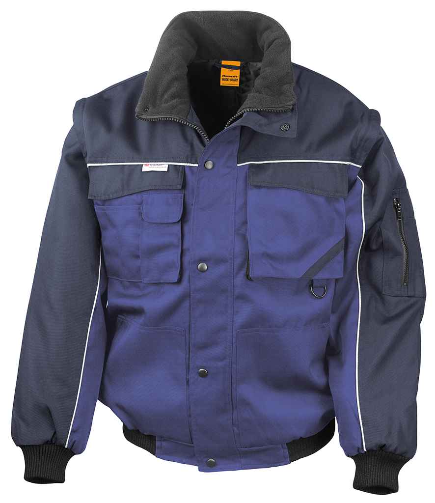 Result Work-Guard Zip Sleeve Heavy Duty Jacket - Royal Blue/Navy