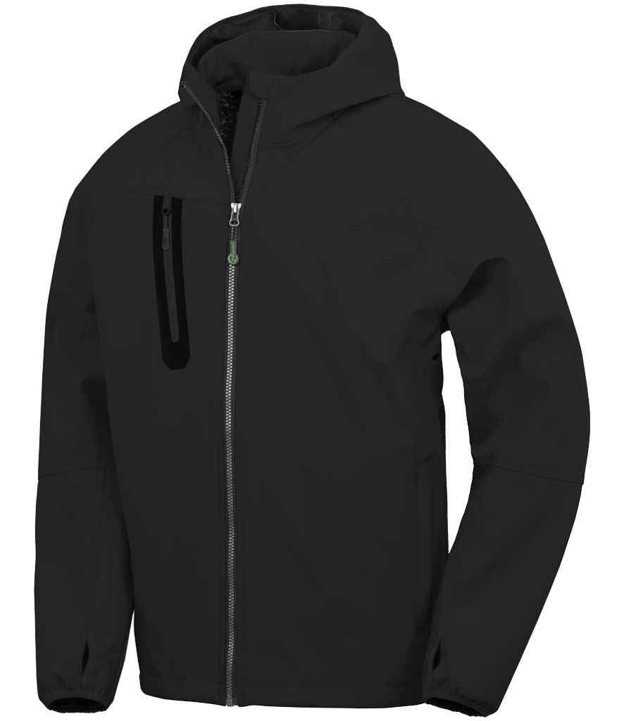 Result Recycled Three Layer Printable Hooded Soft Shell Jacket - Black/Black