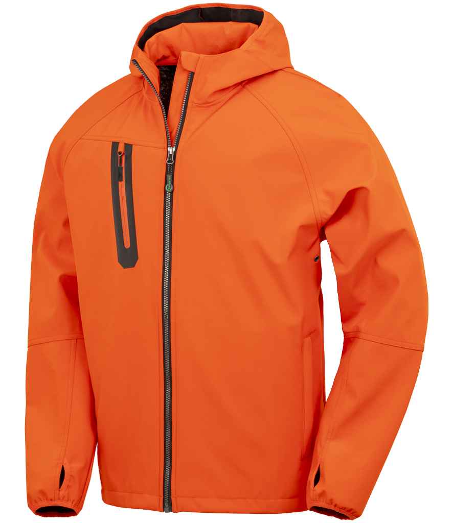 Result Recycled Three Layer Printable Hooded Soft Shell Jacket - Orange/Navy