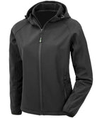 Result Recycled Ladies Three Layer Printable Hooded Soft Shell Jacket - Black