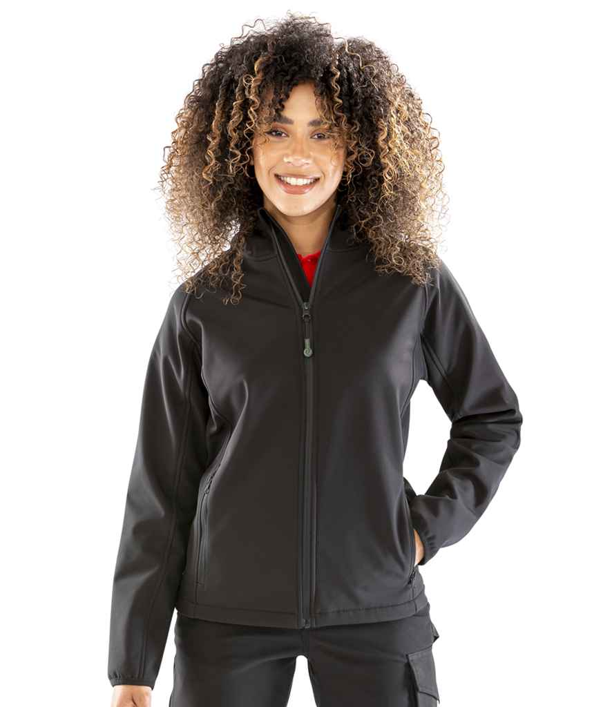 Result Recycled Ladies Three Layer Printable Hooded Soft Shell Jacket - Black