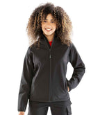 Result Recycled Ladies Three Layer Printable Hooded Soft Shell Jacket - Black