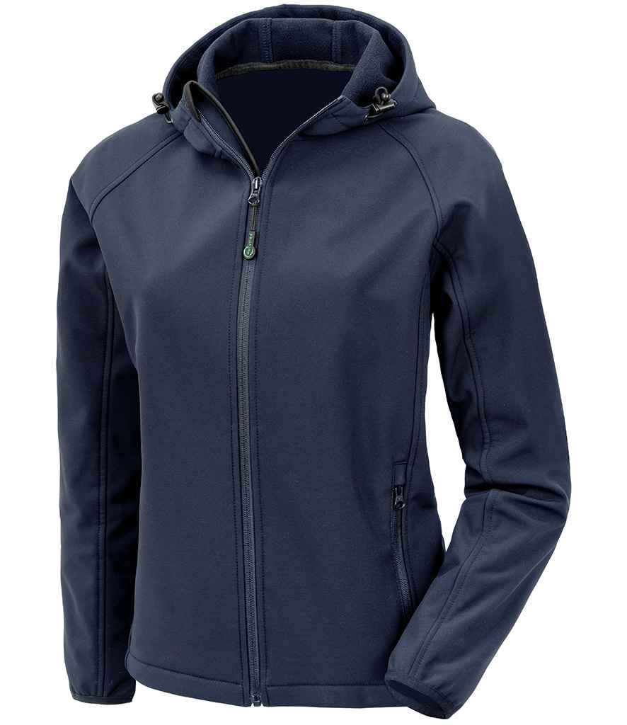 Result Recycled Ladies Three Layer Printable Hooded Soft Shell Jacket - Navy