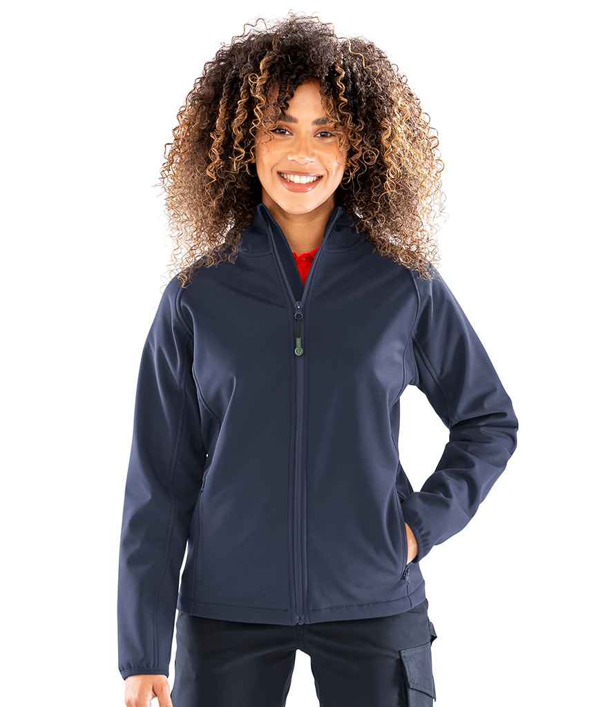 Result Recycled Ladies Three Layer Printable Hooded Soft Shell Jacket - Navy
