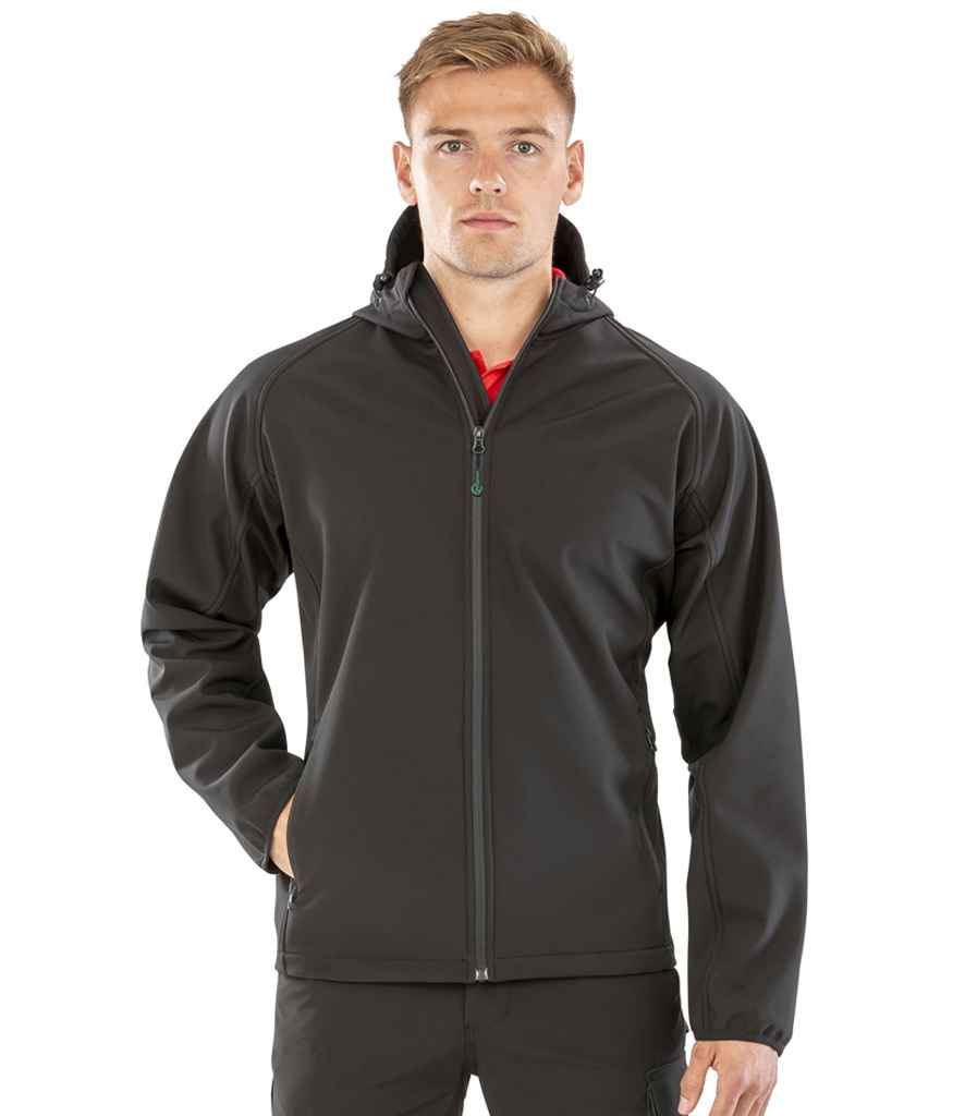 Result Recycled Three Layer Printable Hooded Soft Shell Jacket - Black