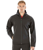 Result Recycled Three Layer Printable Hooded Soft Shell Jacket - Black