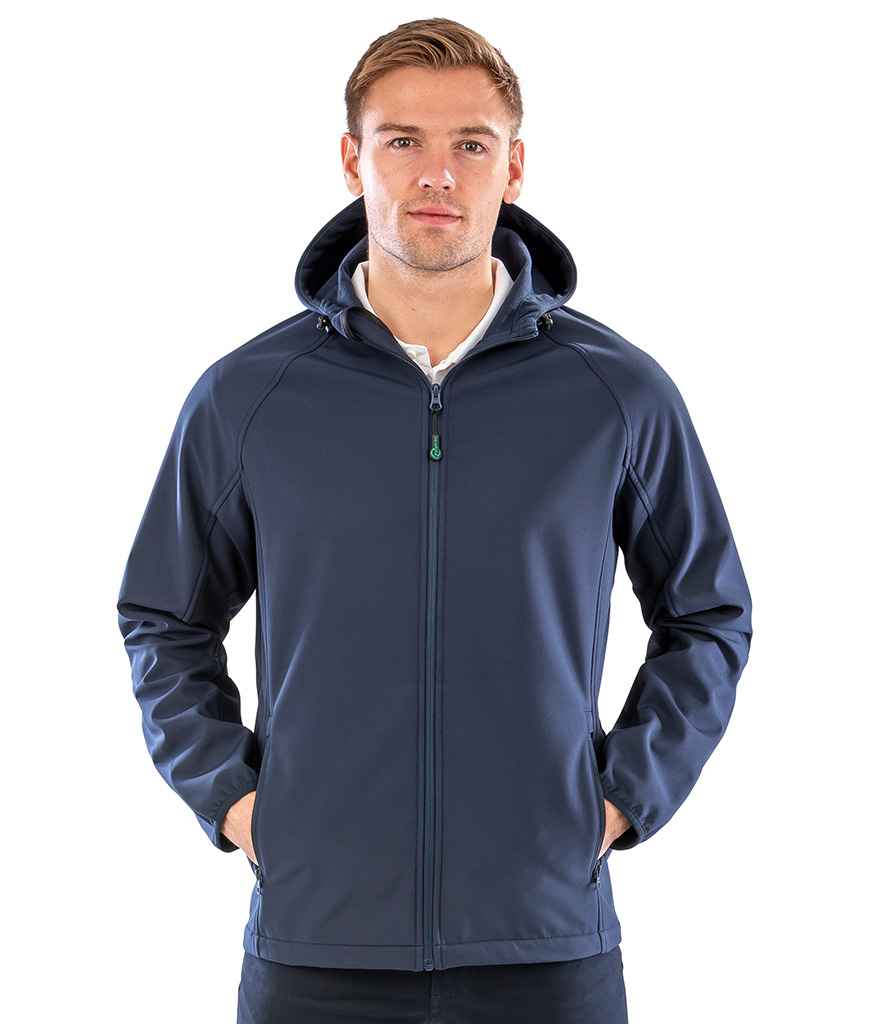 Result Recycled Three Layer Printable Hooded Soft Shell Jacket - Navy