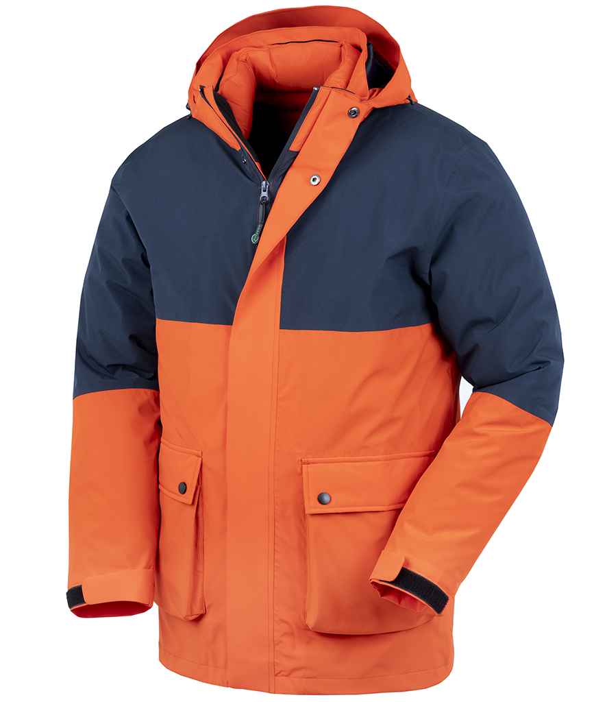 Result Recycled 3-in-1 Padded Ripstop Jacket - Orange/Navy