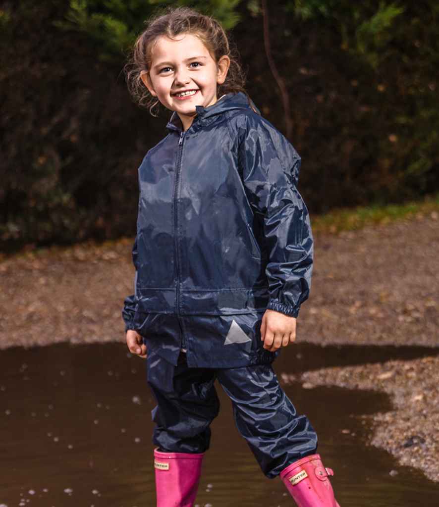 Result Kids Waterproof Jacket/Trouser Suit in Carry Bag - Navy