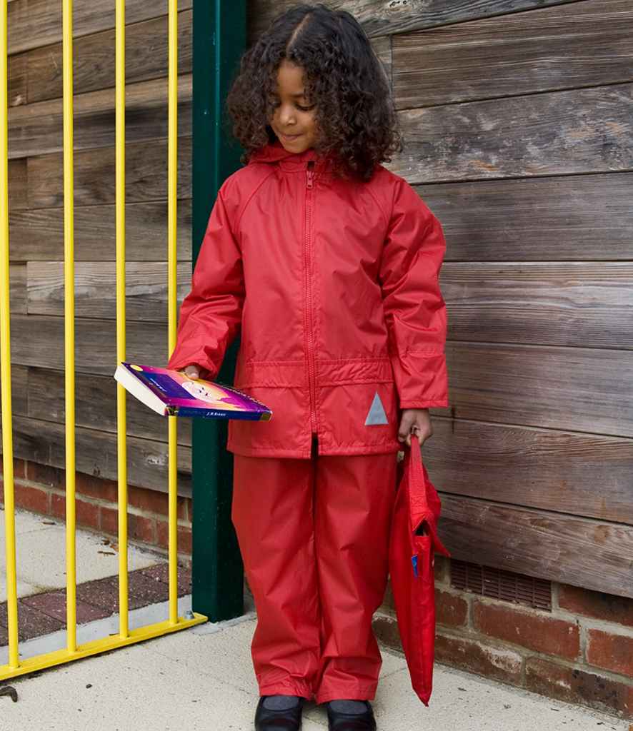 Result Kids Waterproof Jacket/Trouser Suit in Carry Bag - Red