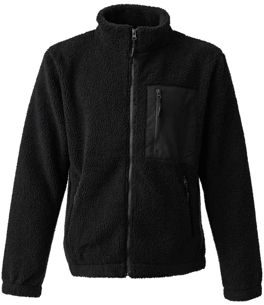 Ravine Unisex Full Zip Borg Fleece Jacket - Black