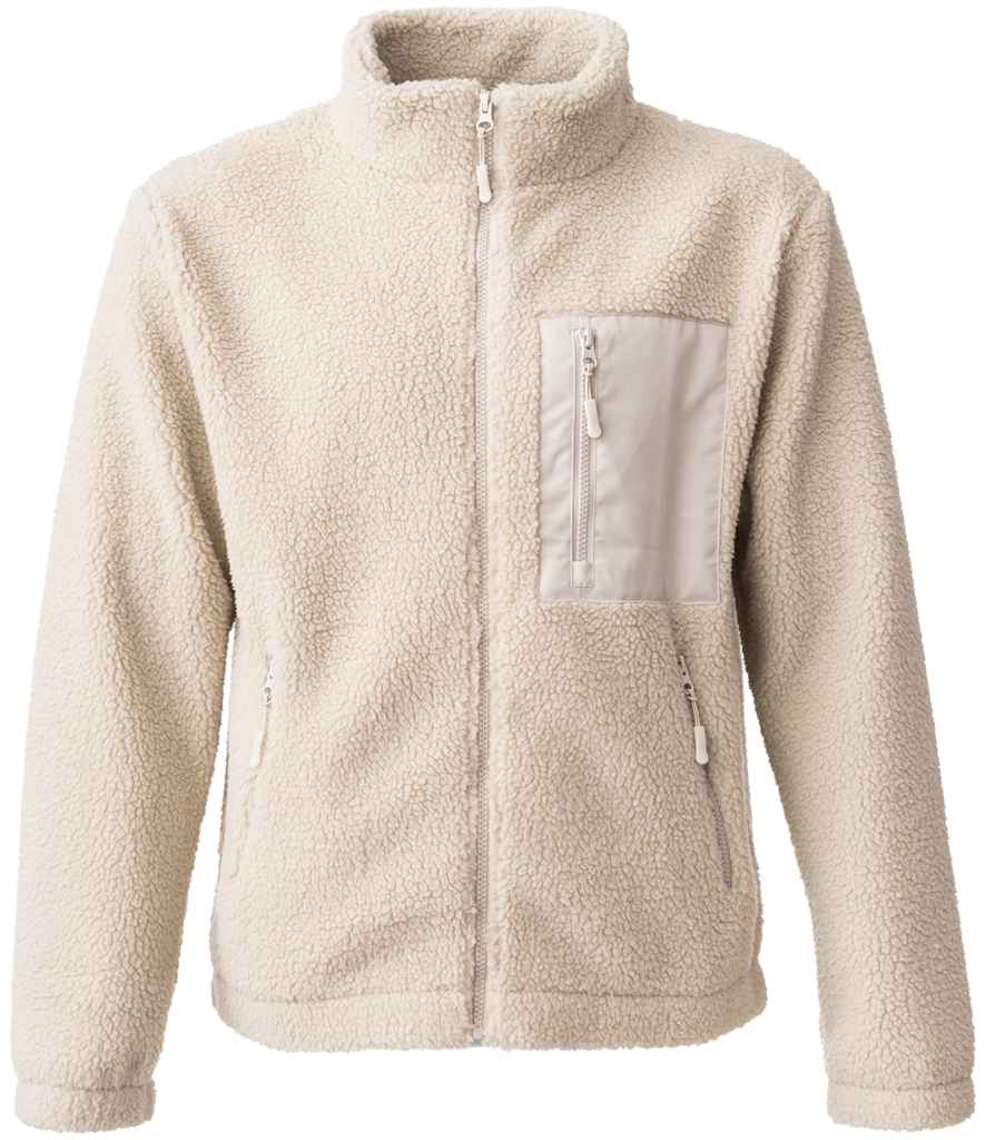 Ravine Unisex Full Zip Borg Fleece Jacket - Natural