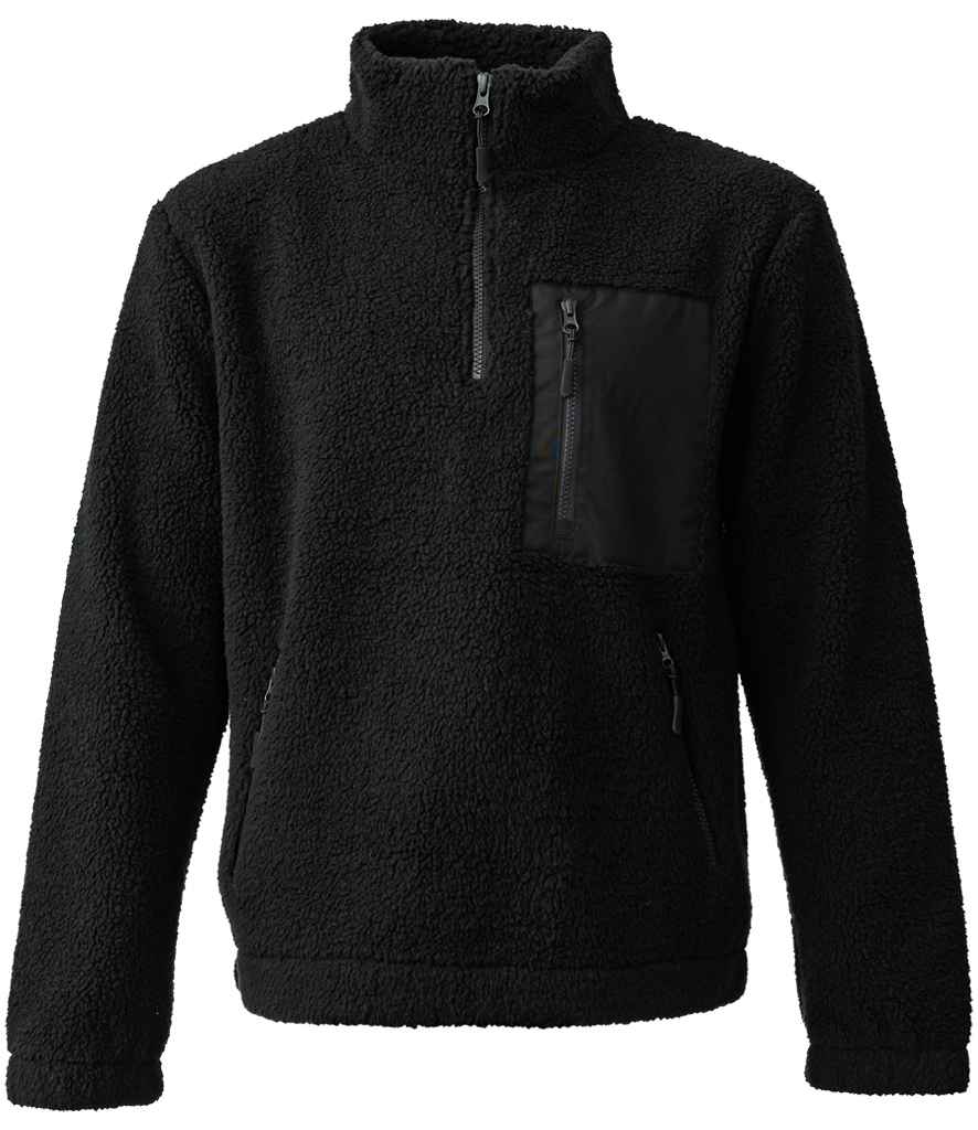Ravine Unisex 1/4 Zip Borg Fleece - Black