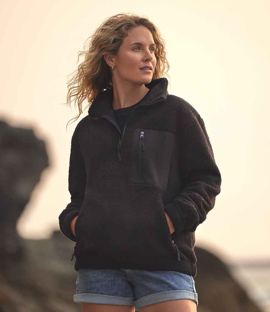 Ravine Unisex 1/4 Zip Borg Fleece - Black