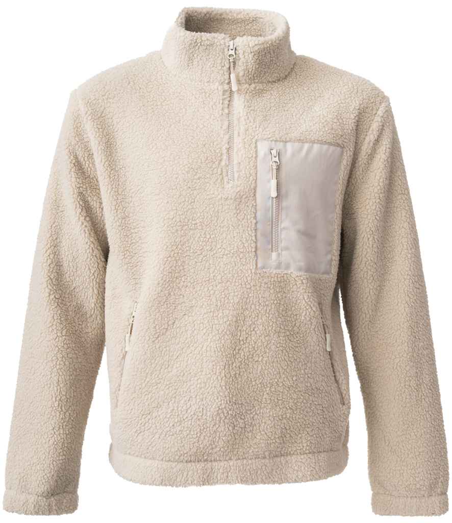 Ravine Unisex 1/4 Zip Borg Fleece - Natural