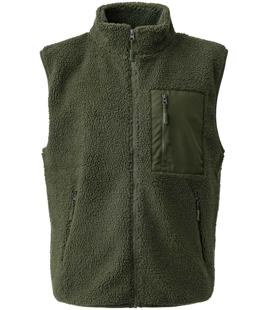 Ravine Unisex Borg Fleece Gilet - Olive Green