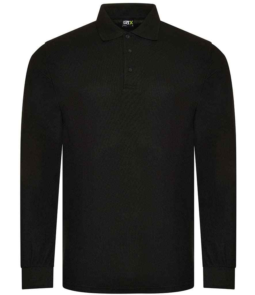 Pro RTX Pro Long Sleeve Piqué Polo Shirt - Black